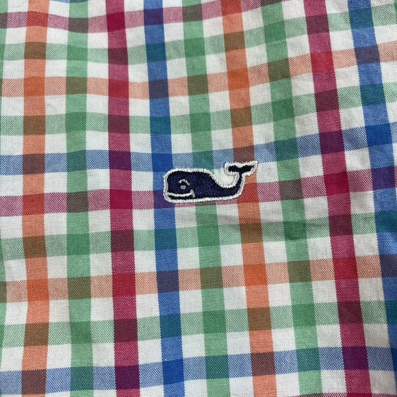 Vineyard Vines Mens Slim Fit Whale Gingham Shirt XS Colorful - Picture 2 of 7